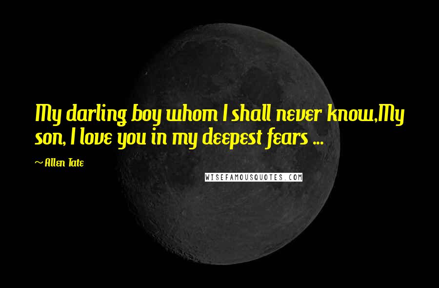Allen Tate Quotes: My darling boy whom I shall never know,My son, I love you in my deepest fears ...