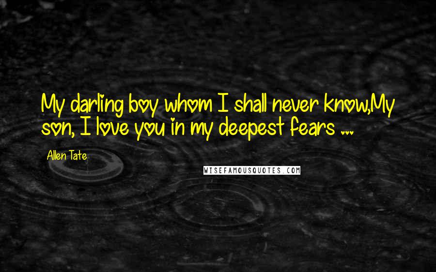 Allen Tate Quotes: My darling boy whom I shall never know,My son, I love you in my deepest fears ...