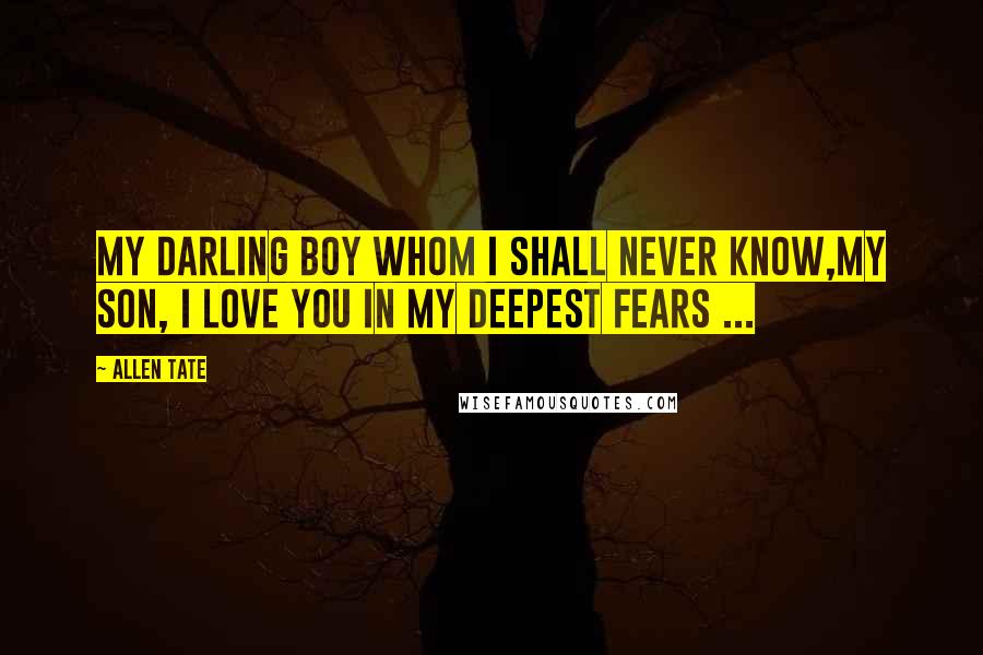 Allen Tate Quotes: My darling boy whom I shall never know,My son, I love you in my deepest fears ...