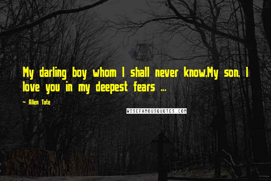 Allen Tate Quotes: My darling boy whom I shall never know,My son, I love you in my deepest fears ...