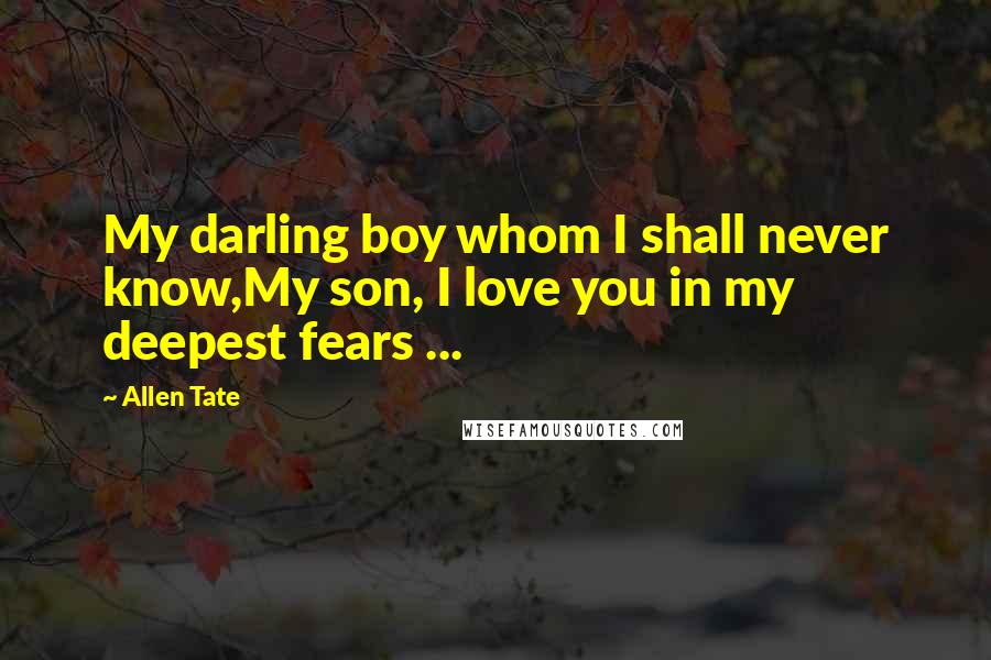 Allen Tate Quotes: My darling boy whom I shall never know,My son, I love you in my deepest fears ...