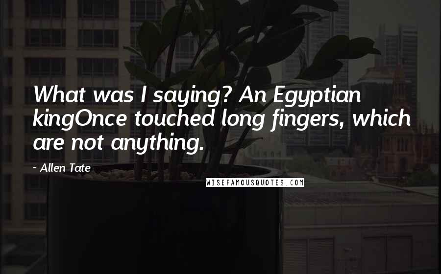 Allen Tate Quotes: What was I saying? An Egyptian kingOnce touched long fingers, which are not anything.