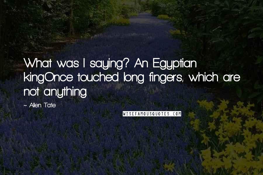 Allen Tate Quotes: What was I saying? An Egyptian kingOnce touched long fingers, which are not anything.