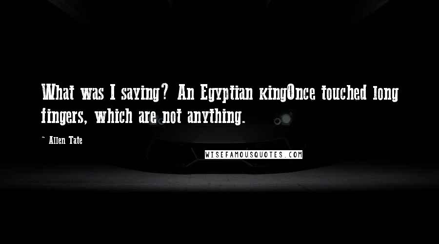 Allen Tate Quotes: What was I saying? An Egyptian kingOnce touched long fingers, which are not anything.