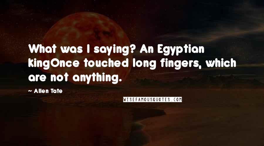 Allen Tate Quotes: What was I saying? An Egyptian kingOnce touched long fingers, which are not anything.