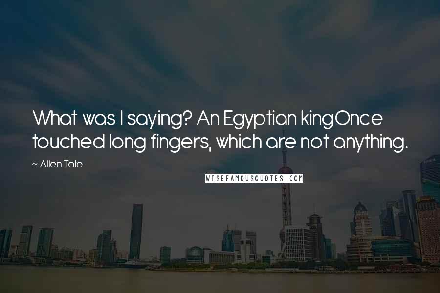 Allen Tate Quotes: What was I saying? An Egyptian kingOnce touched long fingers, which are not anything.