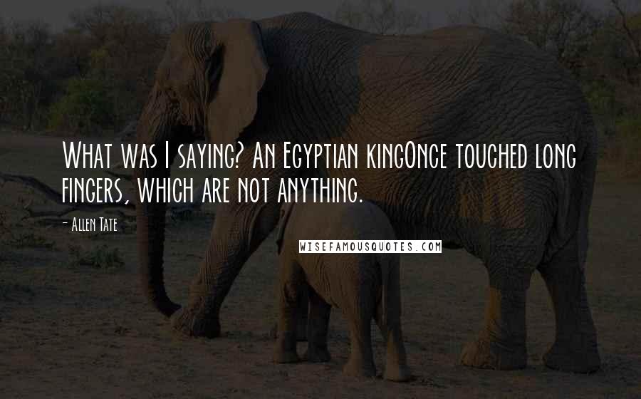 Allen Tate Quotes: What was I saying? An Egyptian kingOnce touched long fingers, which are not anything.