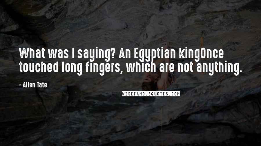 Allen Tate Quotes: What was I saying? An Egyptian kingOnce touched long fingers, which are not anything.