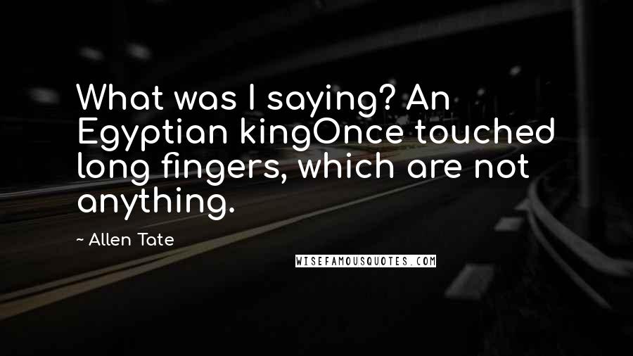 Allen Tate Quotes: What was I saying? An Egyptian kingOnce touched long fingers, which are not anything.