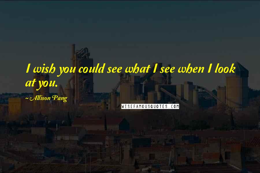 Allison Pang Quotes: I wish you could see what I see when I look at you.