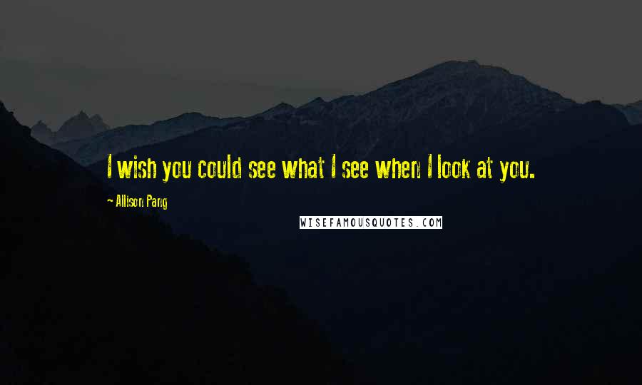 Allison Pang Quotes: I wish you could see what I see when I look at you.