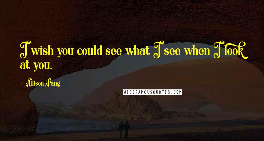 Allison Pang Quotes: I wish you could see what I see when I look at you.