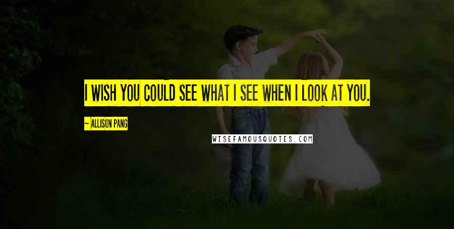 Allison Pang Quotes: I wish you could see what I see when I look at you.