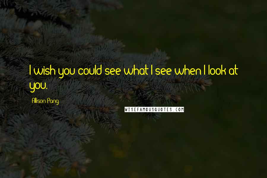 Allison Pang Quotes: I wish you could see what I see when I look at you.