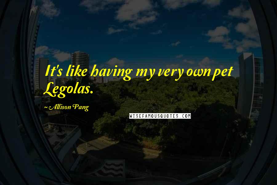 Allison Pang Quotes: It's like having my very own pet Legolas.