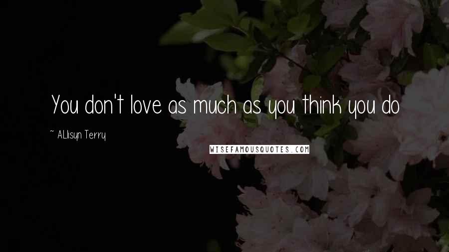 ALlisyn Terry Quotes: You don't love as much as you think you do