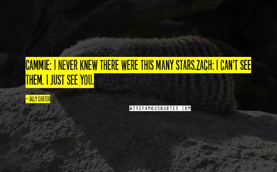 Ally Carter Quotes: Cammie: I never knew there were this many stars.Zach: I can't see them. I just see you.