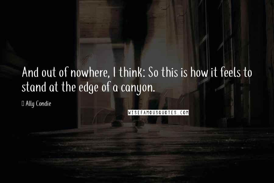 Ally Condie Quotes: And out of nowhere, I think: So this is how it feels to stand at the edge of a canyon.