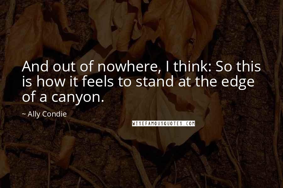 Ally Condie Quotes: And out of nowhere, I think: So this is how it feels to stand at the edge of a canyon.