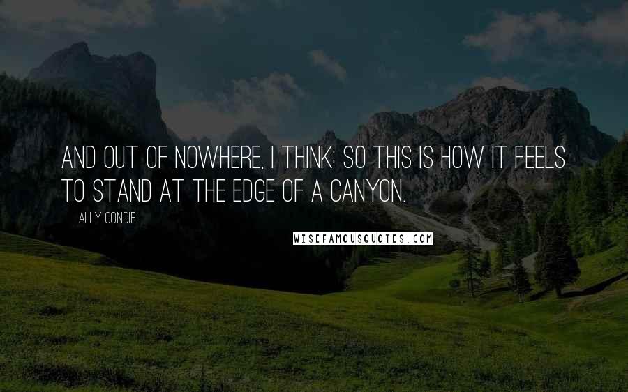 Ally Condie Quotes: And out of nowhere, I think: So this is how it feels to stand at the edge of a canyon.