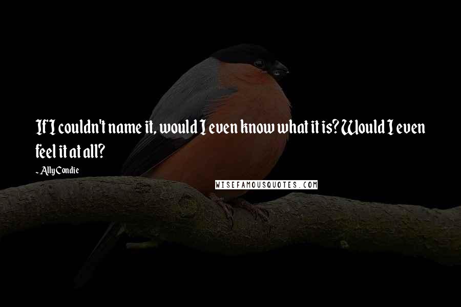 Ally Condie Quotes: If I couldn't name it, would I even know what it is? Would I even feel it at all?