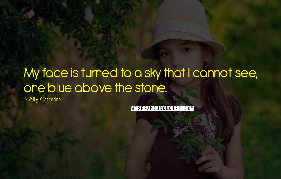 Ally Condie Quotes: My face is turned to a sky that I cannot see, one blue above the stone.