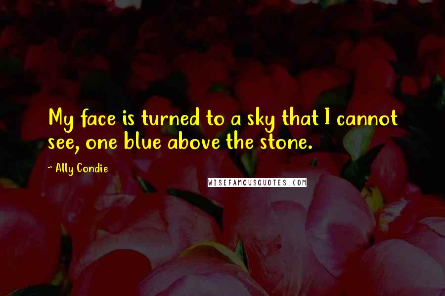 Ally Condie Quotes: My face is turned to a sky that I cannot see, one blue above the stone.