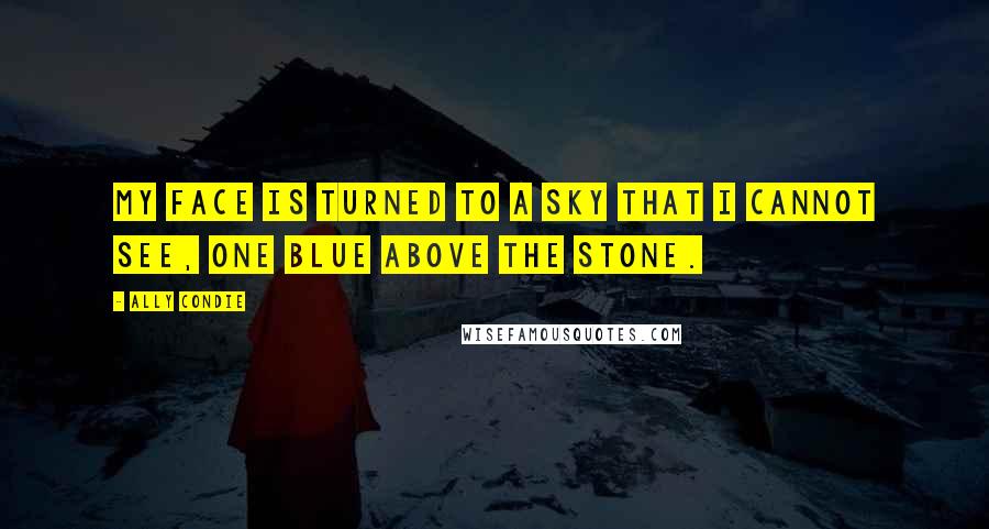 Ally Condie Quotes: My face is turned to a sky that I cannot see, one blue above the stone.