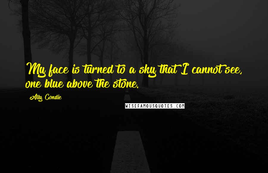 Ally Condie Quotes: My face is turned to a sky that I cannot see, one blue above the stone.