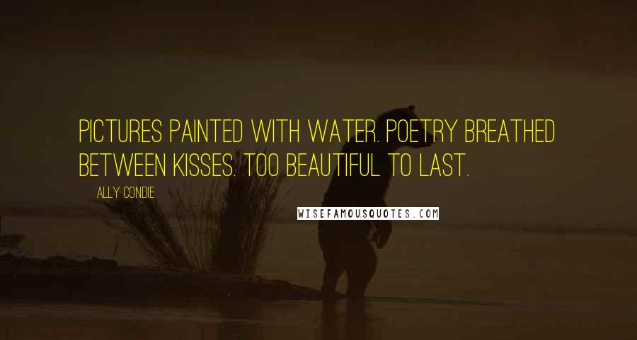 Ally Condie Quotes: Pictures painted with water. Poetry breathed between kisses. Too beautiful to last.