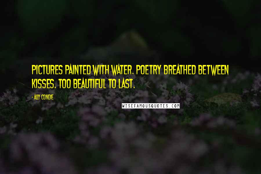 Ally Condie Quotes: Pictures painted with water. Poetry breathed between kisses. Too beautiful to last.