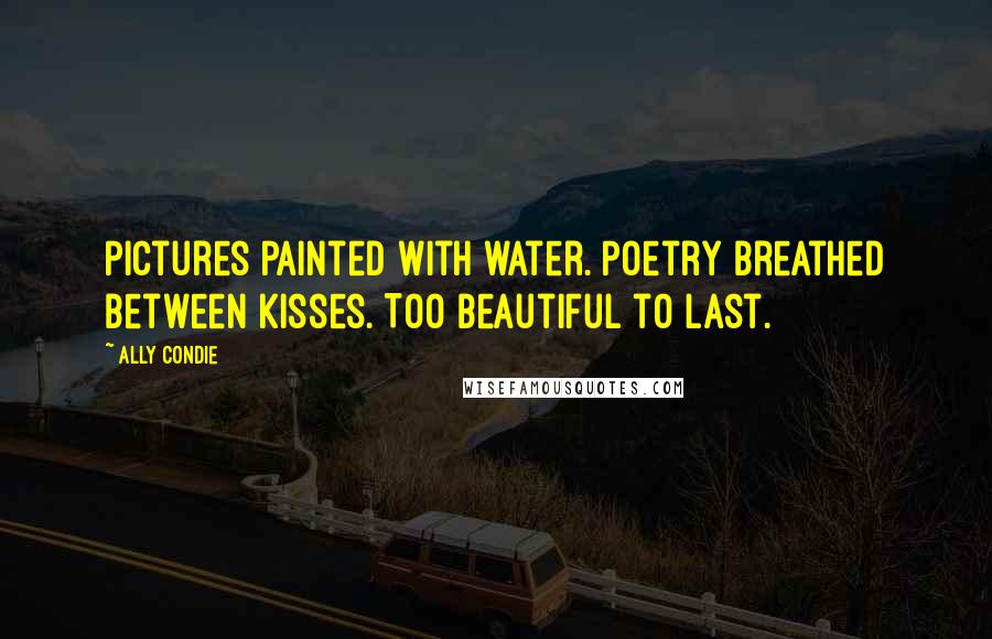 Ally Condie Quotes: Pictures painted with water. Poetry breathed between kisses. Too beautiful to last.