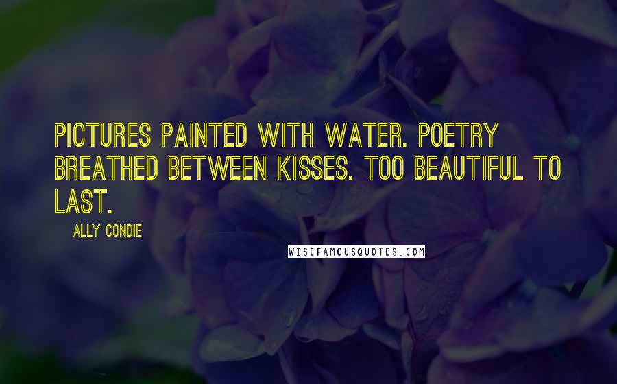 Ally Condie Quotes: Pictures painted with water. Poetry breathed between kisses. Too beautiful to last.