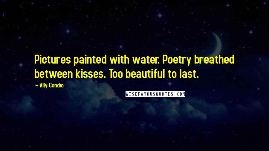 Ally Condie Quotes: Pictures painted with water. Poetry breathed between kisses. Too beautiful to last.