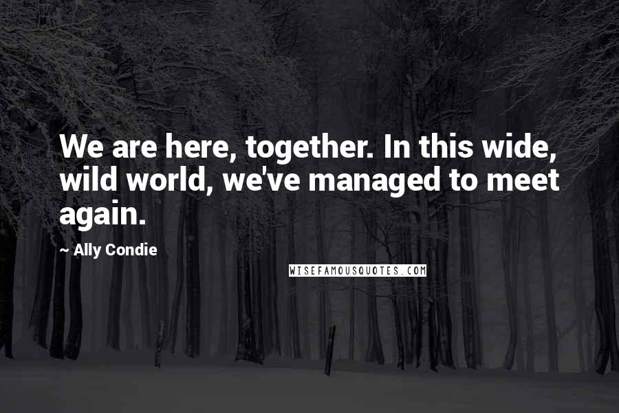 Ally Condie Quotes: We are here, together. In this wide, wild world, we've managed to meet again.