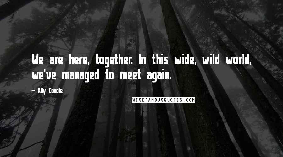 Ally Condie Quotes: We are here, together. In this wide, wild world, we've managed to meet again.