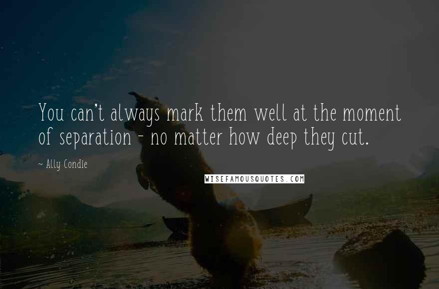 Ally Condie Quotes: You can't always mark them well at the moment of separation - no matter how deep they cut.