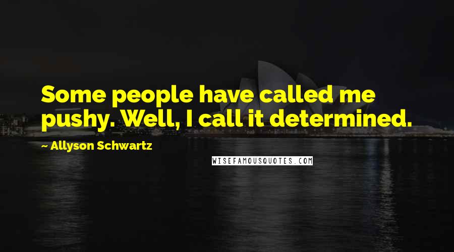Allyson Schwartz Quotes: Some people have called me pushy. Well, I call it determined.