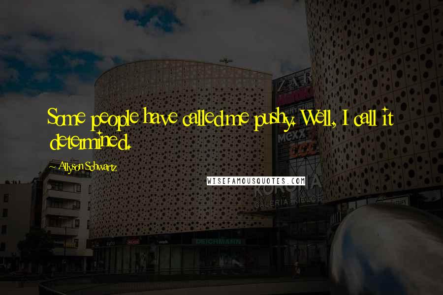 Allyson Schwartz Quotes: Some people have called me pushy. Well, I call it determined.