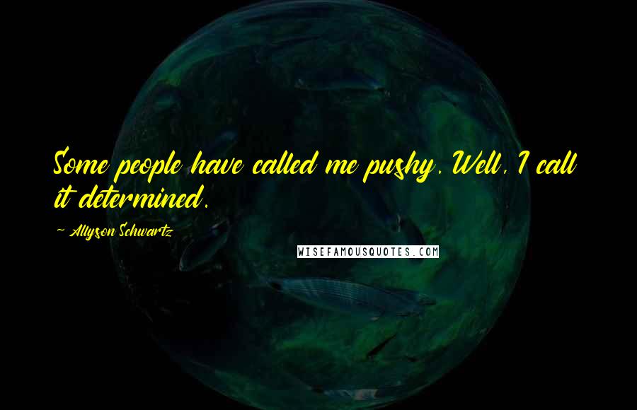 Allyson Schwartz Quotes: Some people have called me pushy. Well, I call it determined.