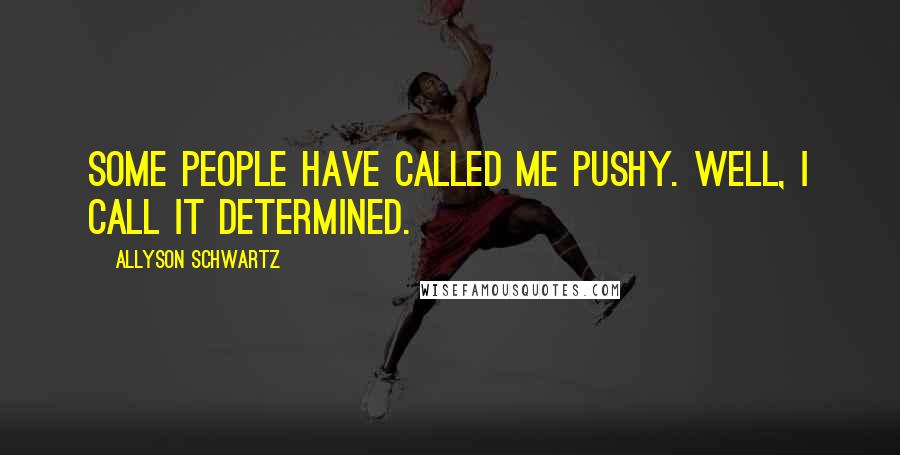 Allyson Schwartz Quotes: Some people have called me pushy. Well, I call it determined.