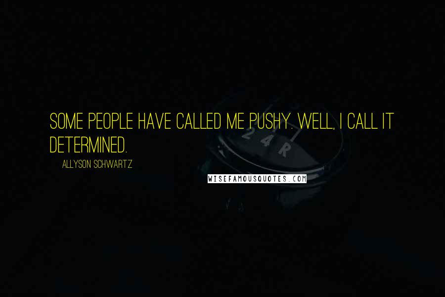 Allyson Schwartz Quotes: Some people have called me pushy. Well, I call it determined.