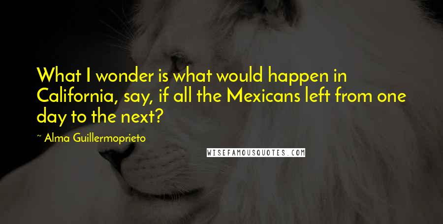 Alma Guillermoprieto Quotes: What I wonder is what would happen in California, say, if all the Mexicans left from one day to the next?