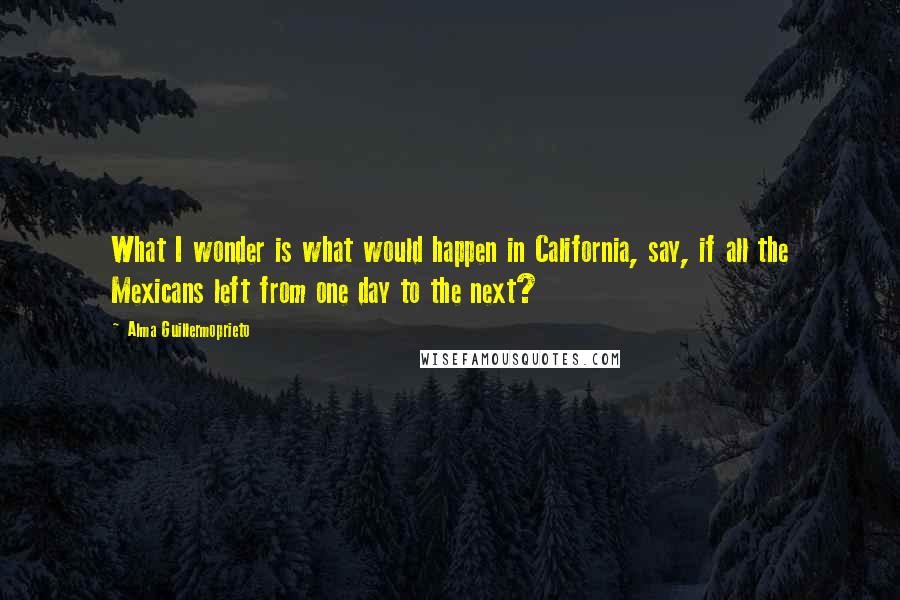 Alma Guillermoprieto Quotes: What I wonder is what would happen in California, say, if all the Mexicans left from one day to the next?