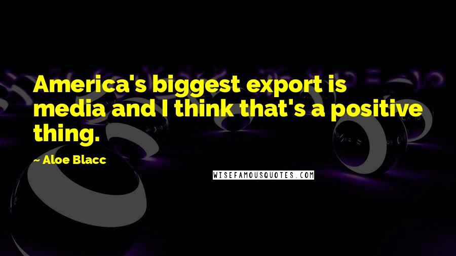 Aloe Blacc Quotes: America's biggest export is media and I think that's a positive thing.