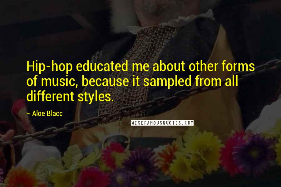 Aloe Blacc Quotes: Hip-hop educated me about other forms of music, because it sampled from all different styles.