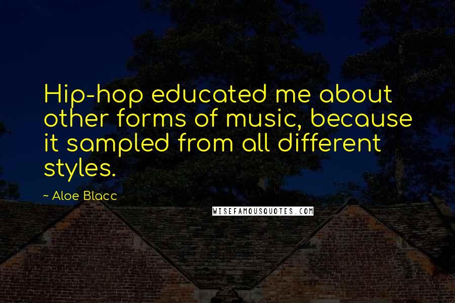 Aloe Blacc Quotes: Hip-hop educated me about other forms of music, because it sampled from all different styles.