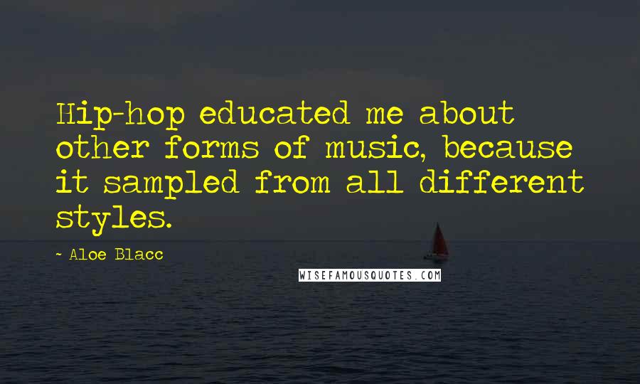 Aloe Blacc Quotes: Hip-hop educated me about other forms of music, because it sampled from all different styles.