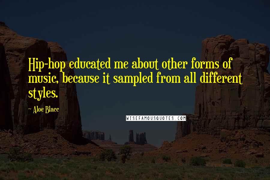 Aloe Blacc Quotes: Hip-hop educated me about other forms of music, because it sampled from all different styles.