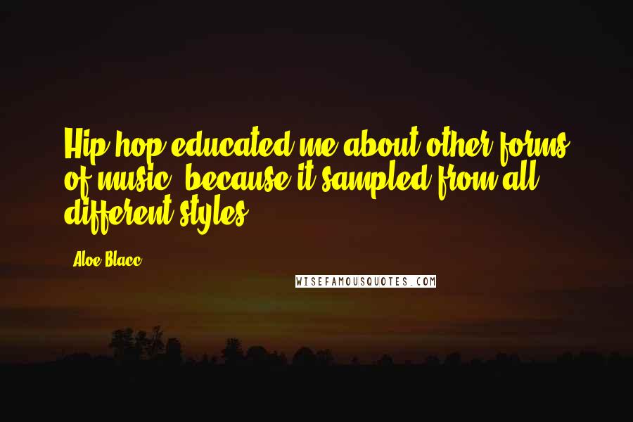 Aloe Blacc Quotes: Hip-hop educated me about other forms of music, because it sampled from all different styles.